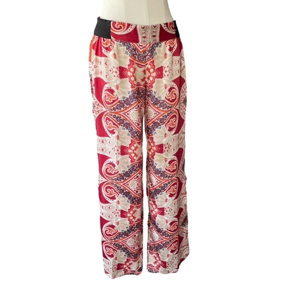 INC International Concepts Silk Paisley Wide Leg Pants Size 0